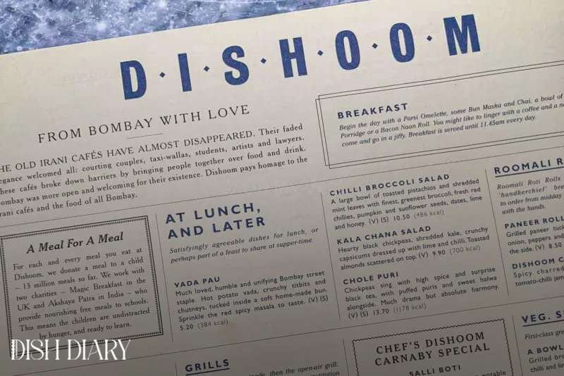 Dishoom Carnaby menu