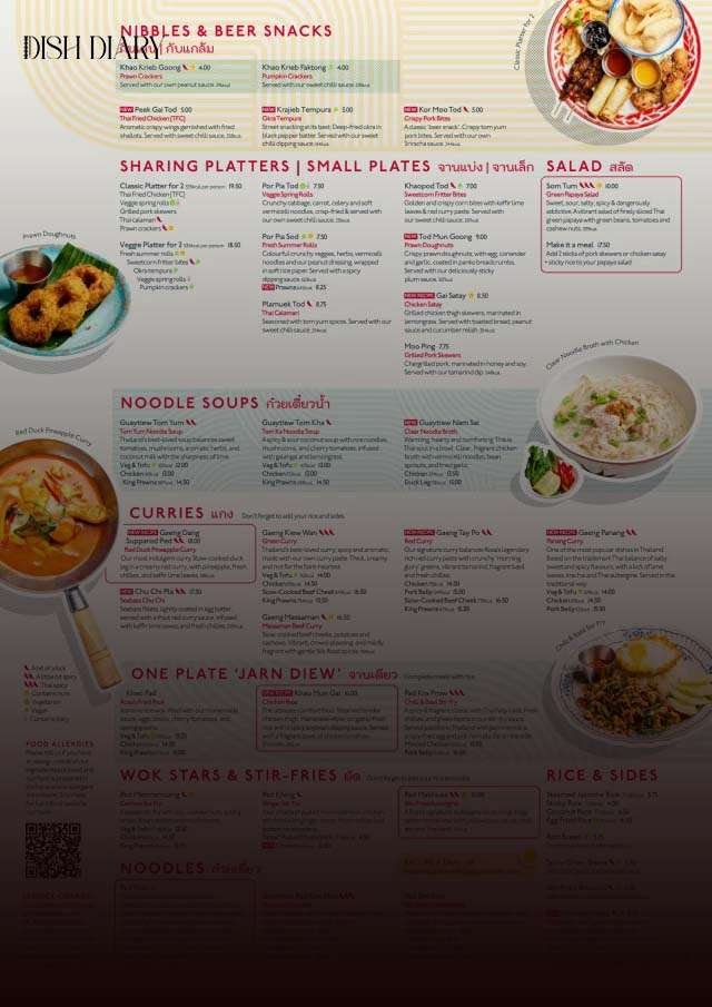 Rosa's Thai Glasgow menu