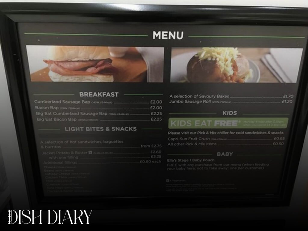 ASDA Cafe Menu