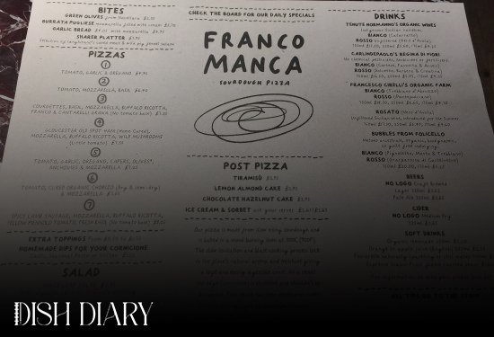 Franco Manca Glasgow Menu UK